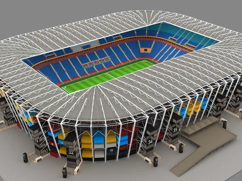 Chelik ramkali modulli yig'ilgan stadion